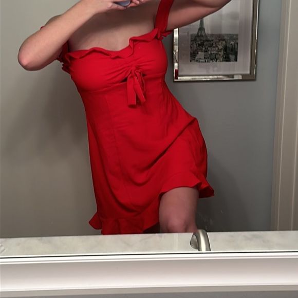 NWT Urban Outfitters Red Babydoll Dress Size L - Picture 10 of 15